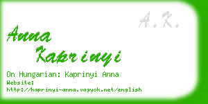 anna kaprinyi business card